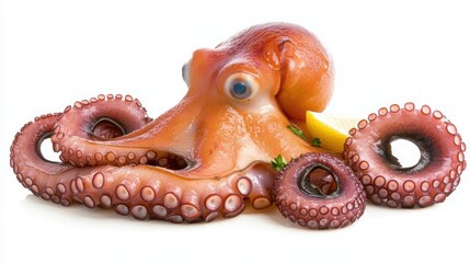 A vibrant octopus showcasing its unique textures and colors, perfect for culinary or marine-themed projects.