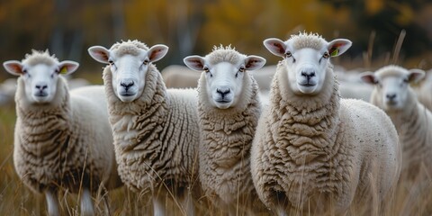 Fototapeta premium Curious sheep in close formation