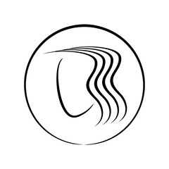 Logo for beauty salon. Hairstyle silhouette stylized, hair care.