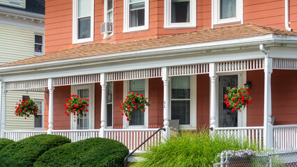 Charming Family Home with Elegant Front Porch in Bloom, Brighton, Massachusetts, USA