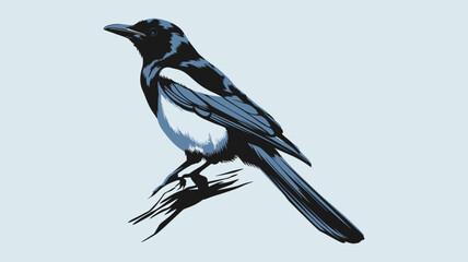 Elegant Magpie Illustration on a Simple Branch 