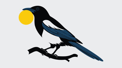 Elegant Magpie Illustration on a Simple Branch 