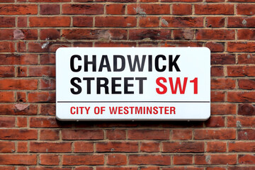 Fototapeta premium Chadwick Street sign, City of Westminster, London SW1