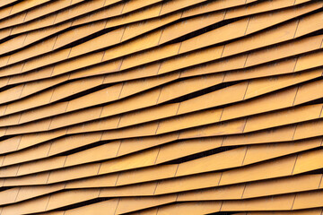 Abstract close-up view of the Harry Parker Boathouse facade in Brighton, Massachusetts, USA