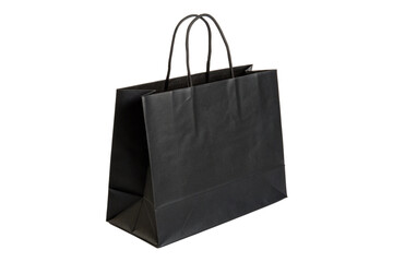 Black shopping bag on white background. Black paper bag with handles.