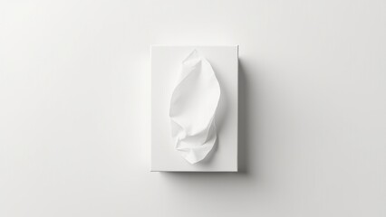 White tissue box with one tissue partially pulled out on a plain background, representing everyday things and cleanliness.
