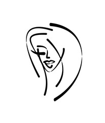 logo face and makeup. icon for beauty salon. hairstyle silhouette stylized.