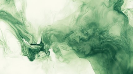 Abstract green ink flowing in water, creating a mesmerizing visual.