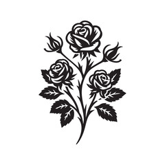 Stylish Branch of Roses Silhouette | Graphic Elements for Nature-Themed Designs