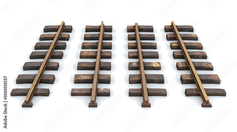 Poster set of railroad tracks isolated on a transparent background generative ai