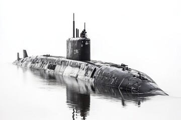 A powerful HMS Astute Class nuclear-powered submarine, a symbol of naval strength, cutting through the water with silent efficiency.