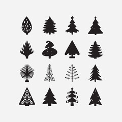 Obraz premium A Collection of Black And White Silhoutte Christmas Tree