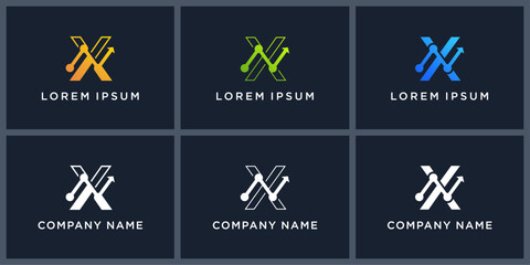 Vector set letter X investment logo design
