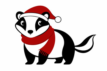 Cute badger in a hat and a sweater. Vector illustration for cards, invitations, stickers, t-shirts