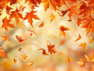 Fototapeta premium Beautiful orange and yellow autumn leaves banner background