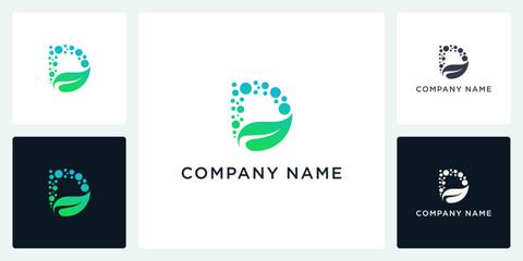 Fototapeta premium Vector letter D leaf biotech logo and icon editable