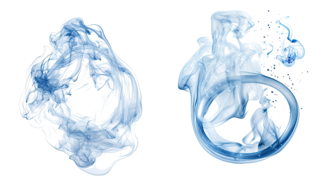 Rings and Wisps of Blue Smoke on a Transparent Background Generative AI