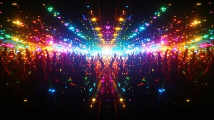 Colorful Crowd Enjoying Outdoor Music Festival