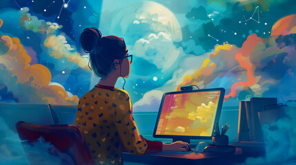 In a cloud-hosted virtual classroom, students from diverse backgrounds come together to learn and collaborate, using cloud-based tools to expand their knowledge and pursue