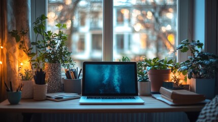 Compact Stylish Home Office Setup by Window