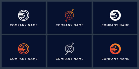 Vector set letter O smart tech logo design