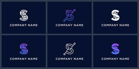 Vector set letter S datatech logo design