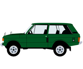 Green vintage suv , off road car vector