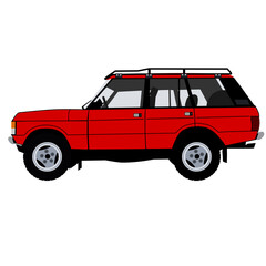 Red retro suv vector illustration