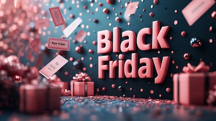 Black Friday text poster with gift