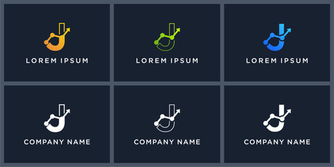 Vector set letter J fintech logo design