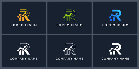 Vector set letter R investment logo design