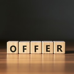 Obraz premium Wooden blocks spelling OFFER, concept of business deals, promotions, and exclusive discounts for customer engagemen