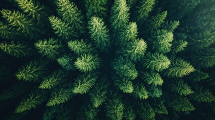 Obraz premium Aerial View of Lush Green Forest Landscape