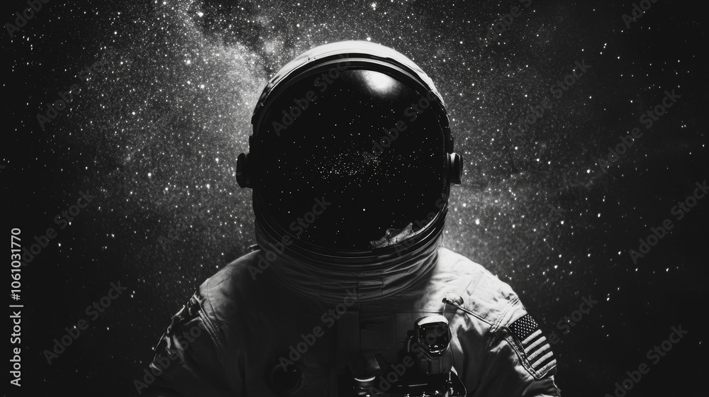 Canvas Prints close-up of an astronaut's helmet against a starry background, emphasizing the reflective visor and 
