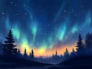 Naklejka premium Aurora borealis illuminating the night sky