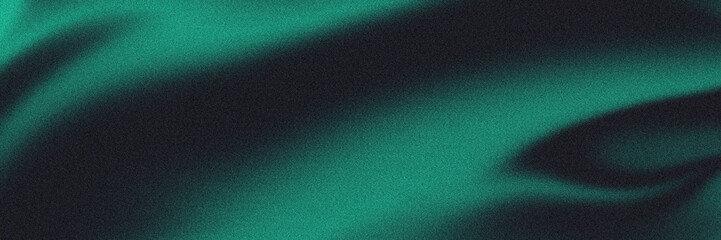 Dark green and black abstract grainy noise texture gradient background panoramic banner design