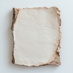 Torn edged white paper on rustic background for creative design and art projects