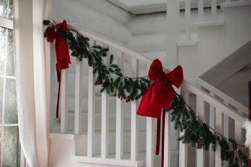 Beautiful Christmas decor. Decorating a room on a holiday. Stylish details