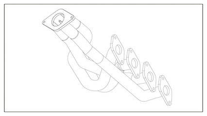 3D Project of an Exhaust Manifold Design for Optimized Engine Performance.
