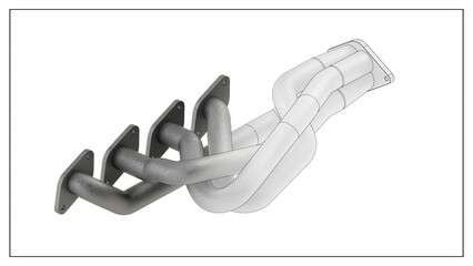3D Project of an Exhaust Manifold Design for Optimized Engine Performance.