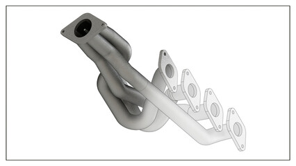 3D Project of an Exhaust Manifold Design for Optimized Engine Performance.