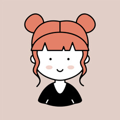 Cute female head with pretty fashion hairdo icon