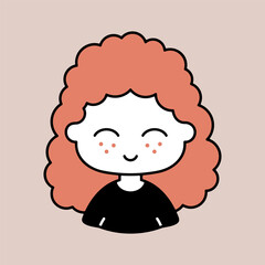 Woman girl with curly hairstyle vector icon