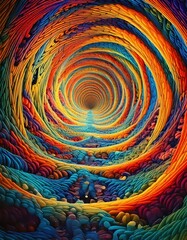 psychedelic optical illusion swirl vortex curve tunnel spiral effect trippy design