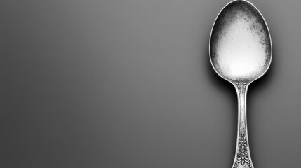 An Ornate Silver Spoon on a Gray Background