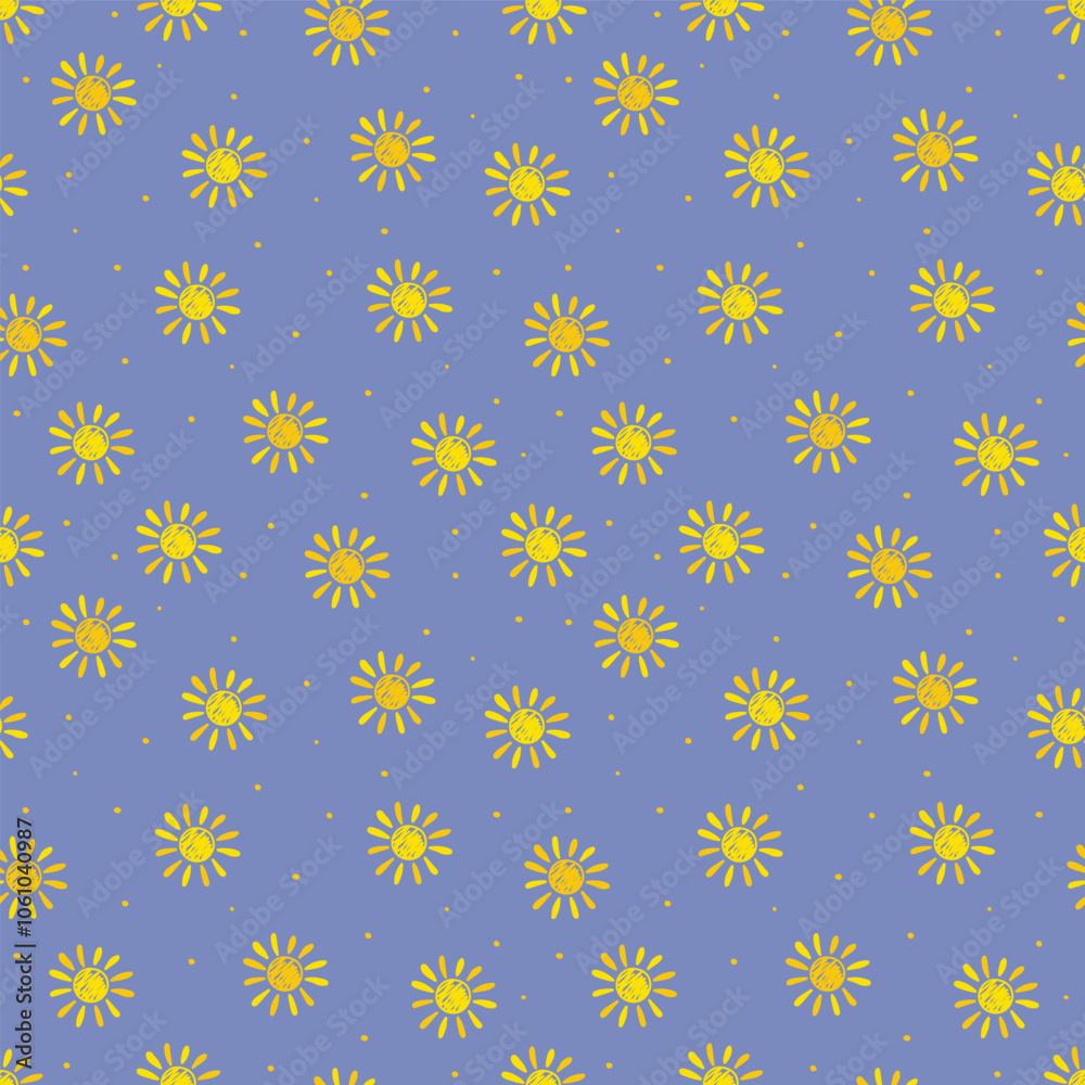 Wall mural sun seamless pattern. summer background design. vector