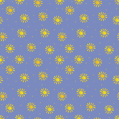 Sun seamless pattern. Summer background design. Vector