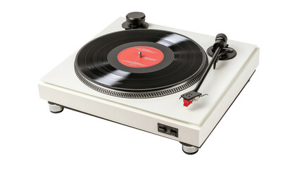 Fototapeta premium Vintage Turntable on White Background