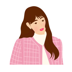 Stylish woman in pink plaid outfit