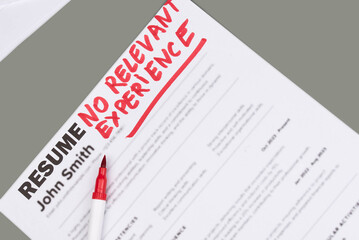 Fake mock CV (curriculum vitae) for John Smith, rejected by HR as not the right candidate with No...